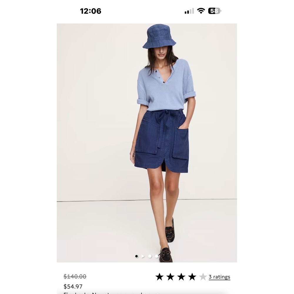 Banana Republic Navy Blue Cotton Canvas Utility Paperbag Mini Skirt Small